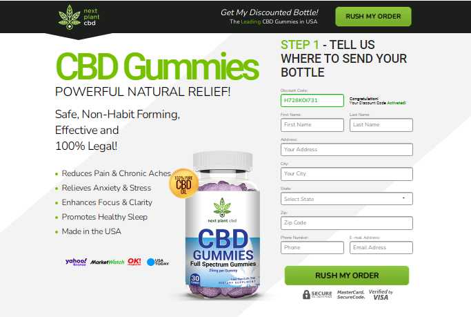 Next Plant CBD Gummies Safe, Non-Habit Forming, Effective, for Relieve Anxiety & stress