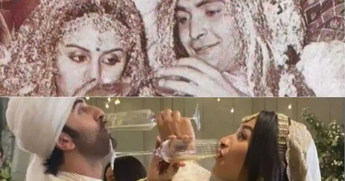 Alia Bhatt, Ranbir Kapoor drink champagne on D-Day, netizens compare to Neetu, Rishi Kapoor's wedding photo